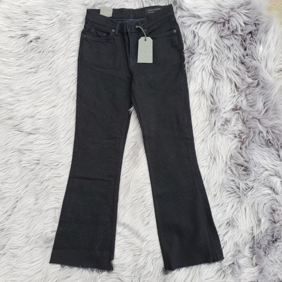 NWT All Saints Zoe Cropped Bootcut Jeans Black 25 - Picture 2 of 7